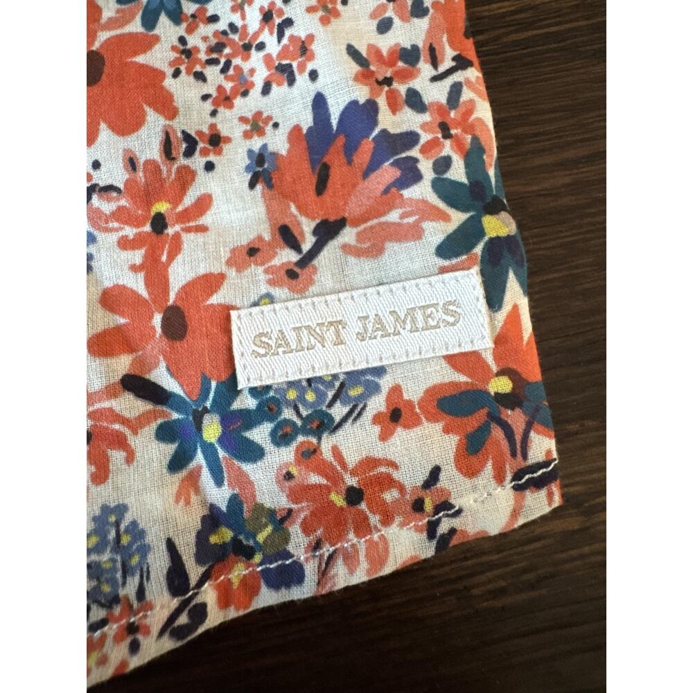 Saint James Top Shirt Womens M/L Floral Button Front Cotton Blousev - Picture 11 of 12